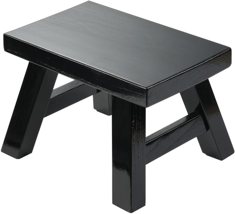 XDSTOOL Small Stool Wooden Step Stool Footstool Solid Wood 8 inch for Kids Adults Plant Stand Fishing Stool (Black) - Image 1
